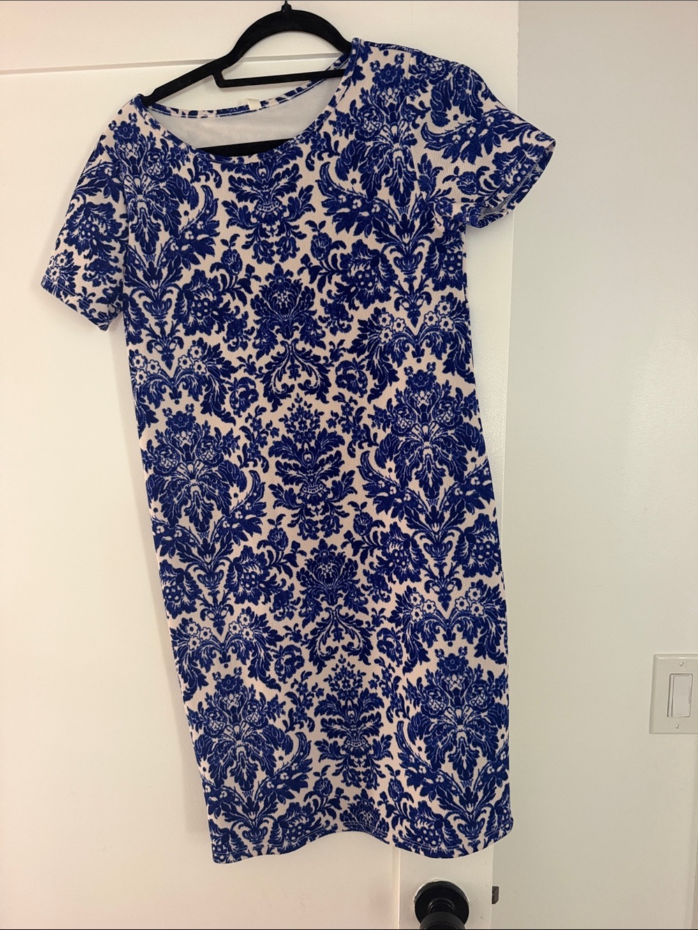 Pink Blush Maternity Blue and White Damask Shift Dress - Women's Dress